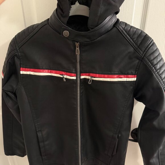 Motorcycle Style Jacket Boys Size Medium by DISTORTION Removable Hood - Picture 1 of 8